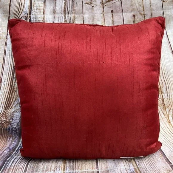 Throw Pillow Foxes Embroidered Trees Ice Skating Winter Holiday Forest Whimsy - Picture 3 of 6